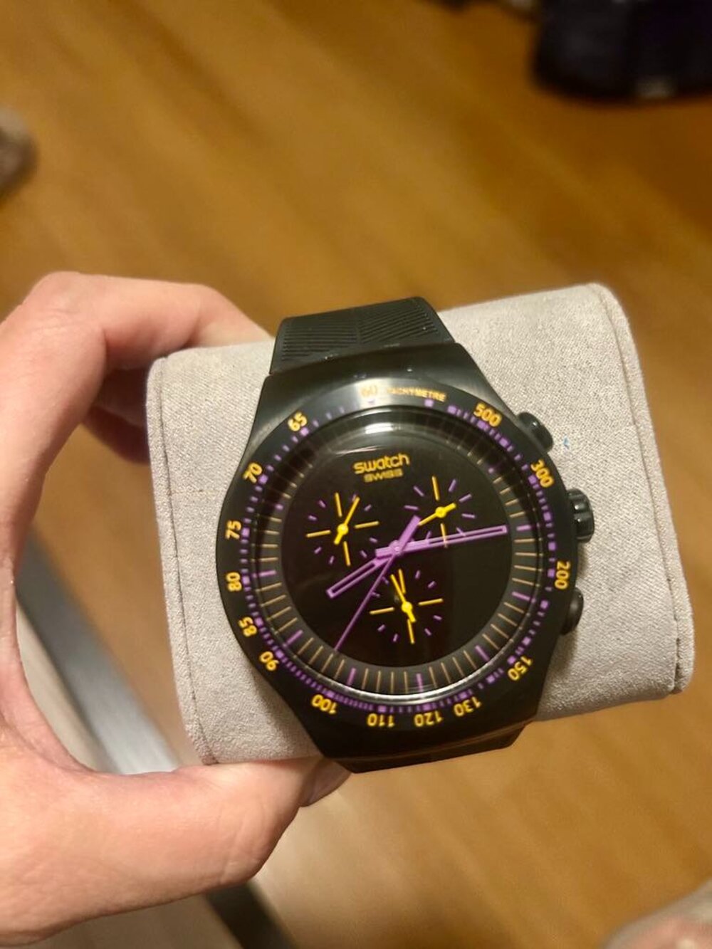 SWATCH IRONY YOB102 PURPLE IN DARK - Picture 2 of 8